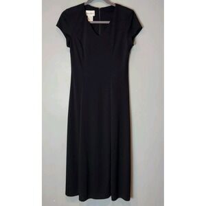VTG 90s Minimalist Maxi Dress Danny Nicole black Old Money Euro Summer Sz 14 Y2K
